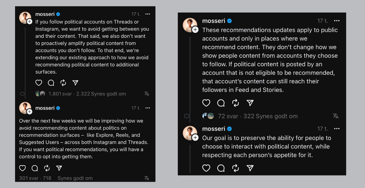 Metas nye Twitteralternativ fjerner politik fra feedet